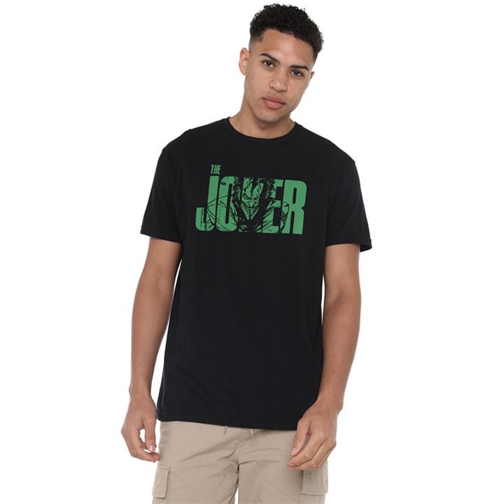 The Batman Men's Black Joker Text Cotton T-Shirt in Size M, Sports Direct