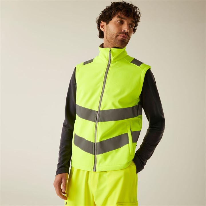 Regatta Men' Yellow Hi-Vis Pro Contract Ablaze Softshell Bodywar in Size S, Sports Direct
