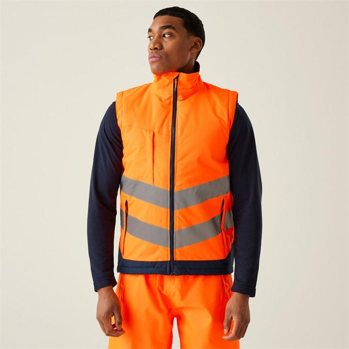 Regatta Men' Orange Hi-Vis Pro Insulated Reflective Bodywarmer in Size S, Sports Direct