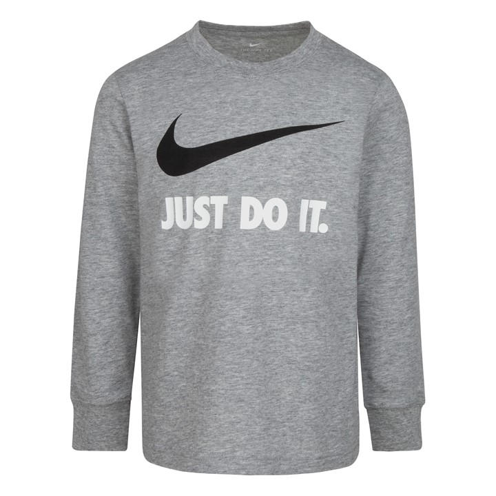 Nike Boys Grey Kids' Swoosh Just Do It Long Sleeve T-Shirt in Size 2 - 3 Years, Sports Direct