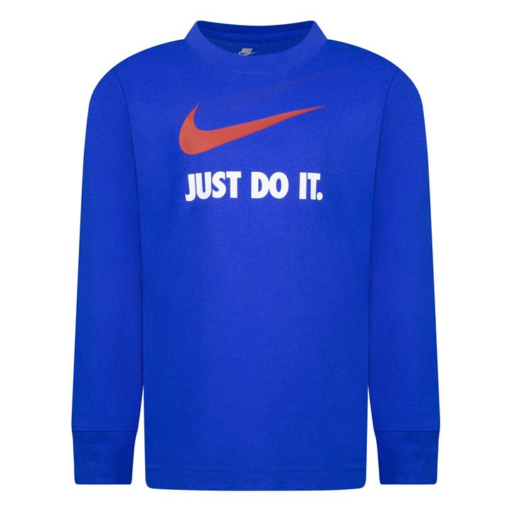 Nike Boys Blue Kids' Swoosh Just Do It Long Sleeve T-Shirt in Size 3 - 4 Years, Sports Direct