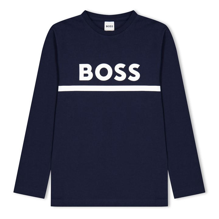 Boss Boys Blue Kids Long-Sleeve T-Shirt, Large Logo Design in Size 3 - 4 Years, Sports Direct