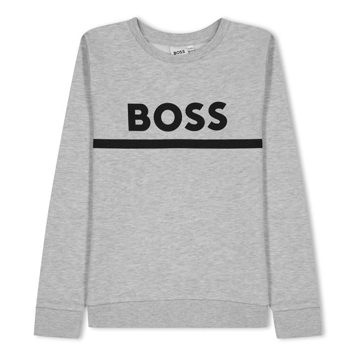 Boss Boys Grey Kids Large Logo Sweatshirt, Logo Design in Size 3 - 4 Years, Sports Direct