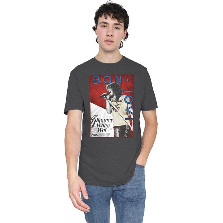 Bon Jovi Men's Grey 86 Tour T-Shirt Charcoal in Size L, Sports Direct
