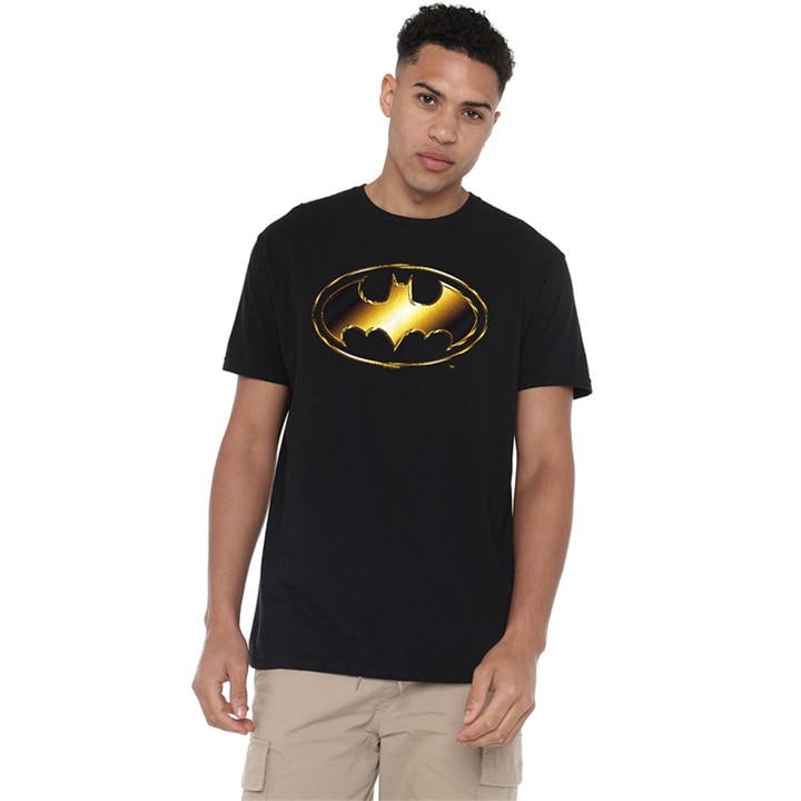 Batman Men's Black Chrome Logo T-Shirt in Size L, Sports Direct