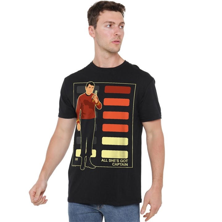 Star Trek Men's Black All Shes Got Captain T Shirt in Size M, Sports Direct
