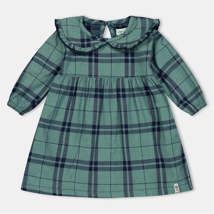 Lilly And Sid Girls  Kids' Collar Check A-Line Dress in Size 0 - 3 Months, Sports Direct