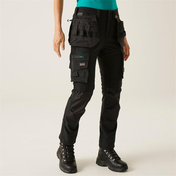 Regatta Women's Black Ada Cotton Stretch Holster Trousers in Size 10 R, Sports Direct