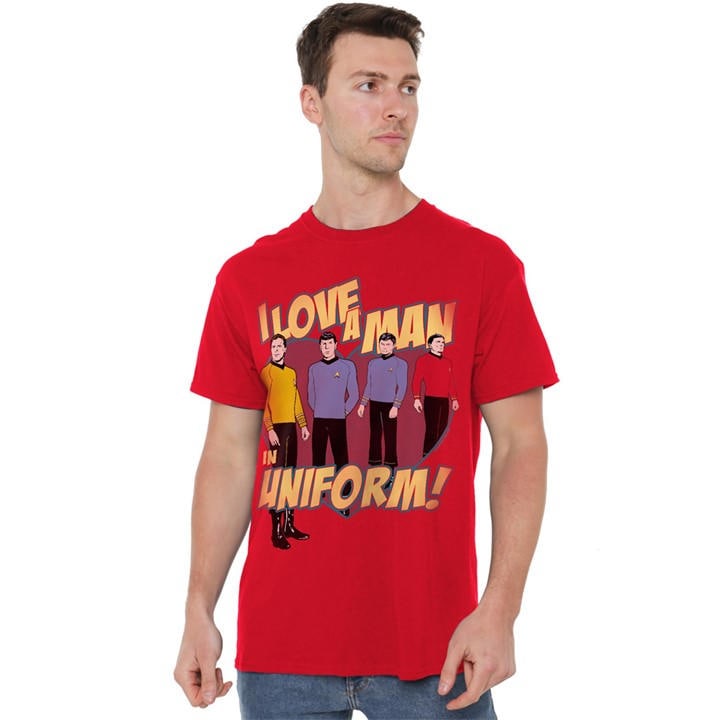 Star Trek Men's Red Man In Uniform T Shirt in Size 4XL, Sports Direct