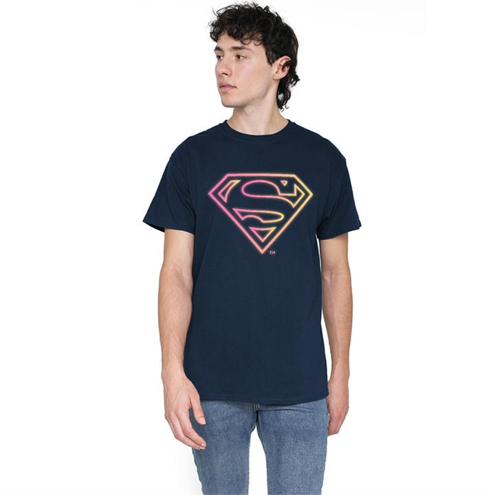 Dc Comics Men's Blue Superman Arcade Logo T-Shirt in Size L, Sports Direct