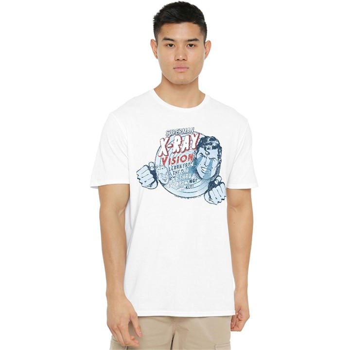 Dc Comics Men's White Superman Vintage Xray Vision T-Shirt in Size XL, Sports Direct