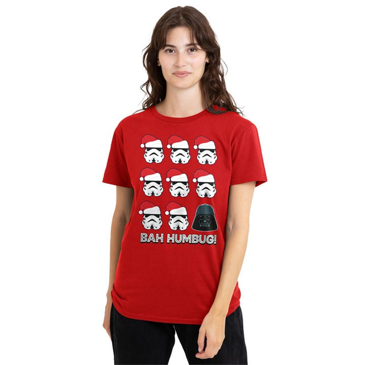 Disney Women's Red Star Wars Empire Bah Humbug T-Shirt, Sports Direct