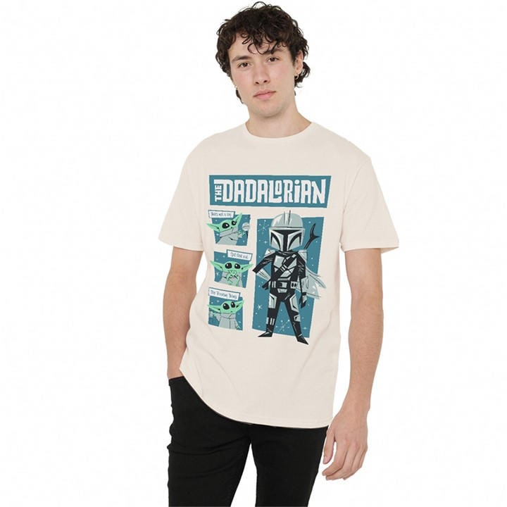 Star Wars Men's Beige Father Retro Dadalorian And Grogu T-Shir in Size 2XL, Sports Direct