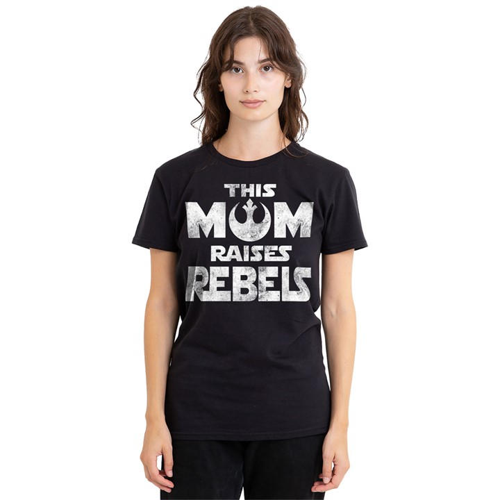 Star Wars Women' Black Mothers Day Mom Raises Rebels T-Shirt in Size S, Sports Direct