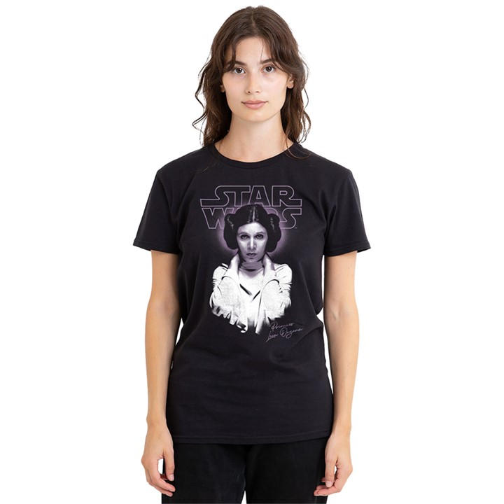Star Wars Women' Black Princess Leia Street Portrait T Shirt B in Size S, Sports Direct