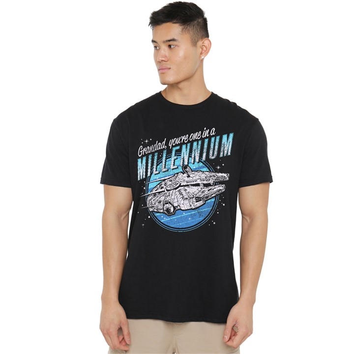 Star Wars Men's Black Grandad One In A Millennium Vintage T-Sh in Size 2XL, Sports Direct