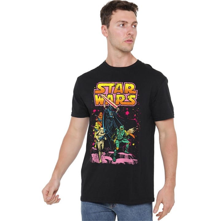 Star Wars Men's Black Flea Market Retro Villains T-Shirt Blac in Size M, Sports Direct