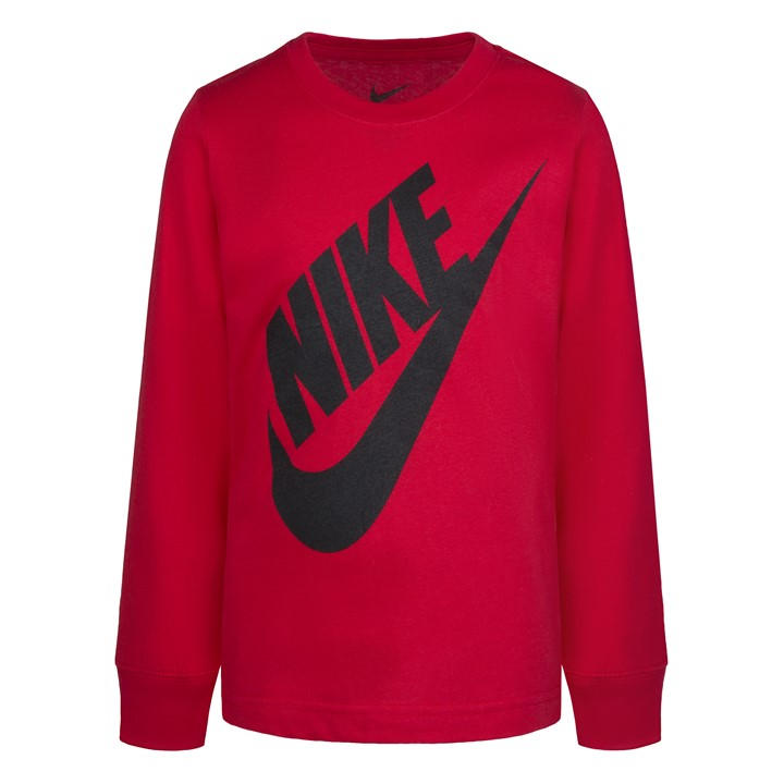 Nike Boys Red Kids' Jumbo Futura Long Sleeve T-Shirt in Size 6 - 7 Years, Sports Direct