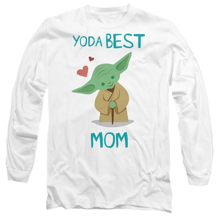 Star Wars Men' White Mothers Day Yoda Best Mom Long Sleeve T in Size S, Sports Direct