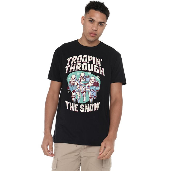 Star Wars Men's Black Retro Troopin Through The Snow T-Shirt in Size 2XL, Sports Direct