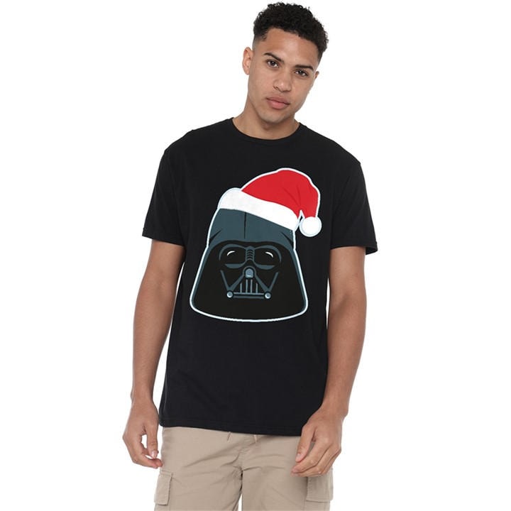 Star Wars Men's Black Darth Vader Christmas Santa Hat T-Shirt in Size 3XL, Sports Direct
