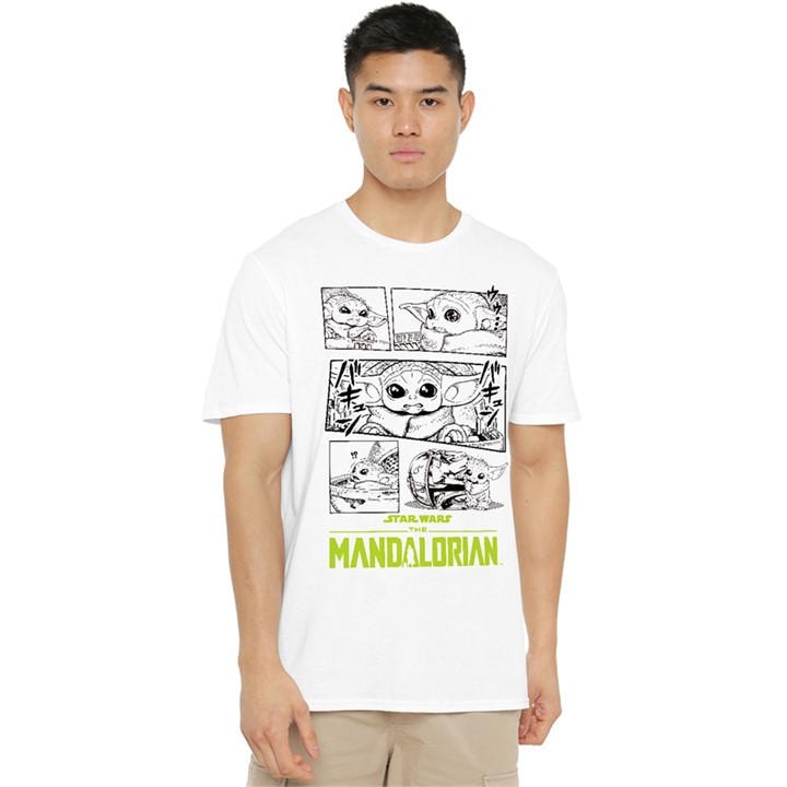 Star Wars Men's White The Mandalorian Grogu Manga Comic  in Size L, Sports Direct