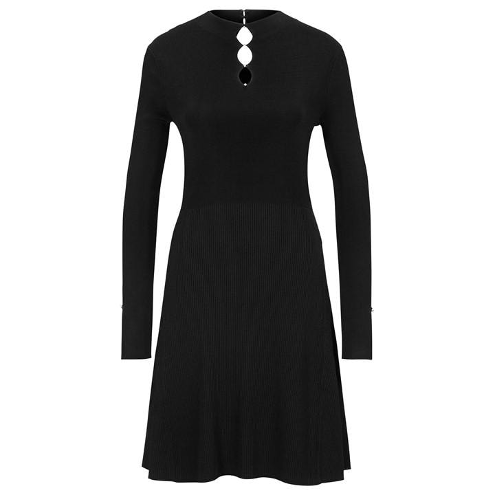 Boss Women's Black Fuglia Knitted Dress Size 14