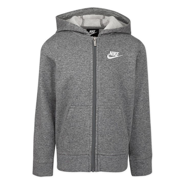 Nike Boys Grey Logo Zip Hoodie  in Size 4 - 5 Years, Sports Direct