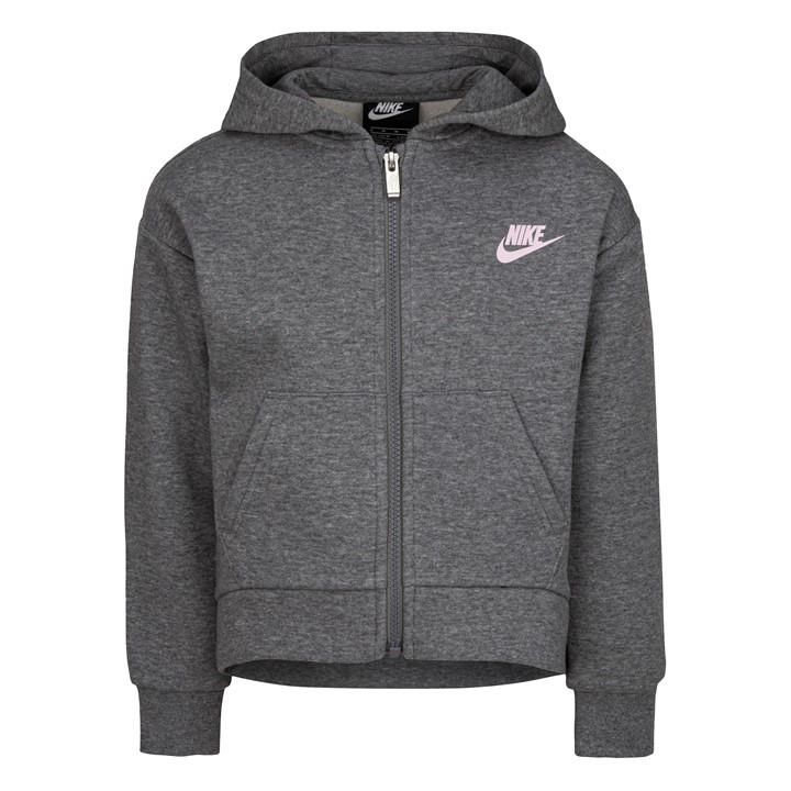 Nike Girls Grey Full Zip Hoodie  in Size 3 - 4 Years, Sports Direct