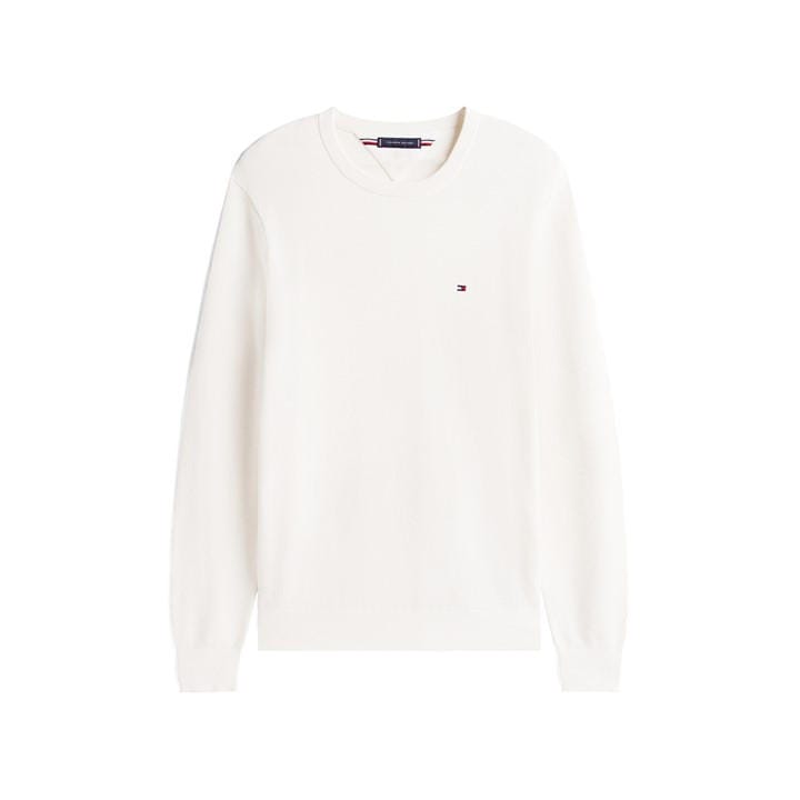 Tommy Hilfiger Men's White Ribbed Crew Neck Jumper in Size L, Sports Direct