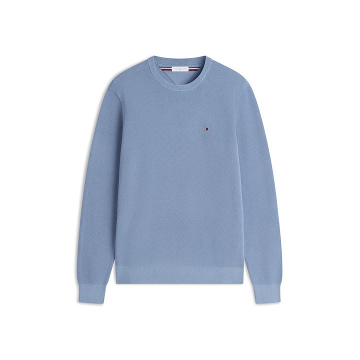 Tommy Hilfiger Men's Blue Ribbed Crew Neck Jumper in Size XL, Sports Direct