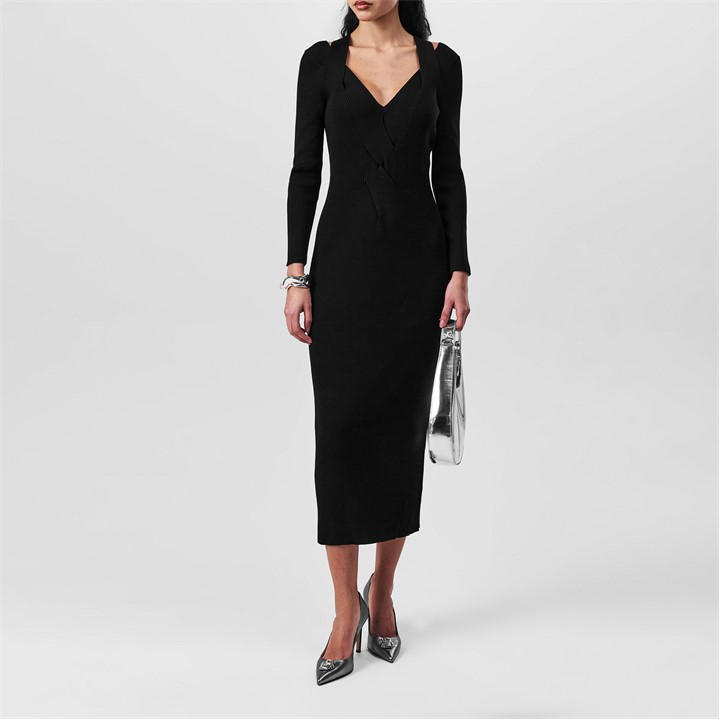 Boss Women's Black Facene Dress, Cotton in Size 8, Sports Direct