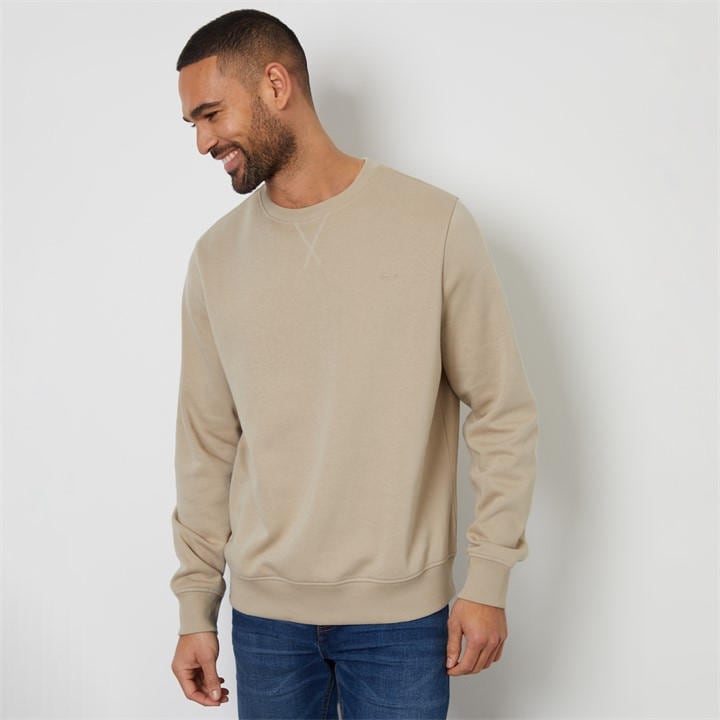 Threadbare Men's Beige Cotton Blend Satsuma Crew Neck Sweatshirt in Size XL, Sports Direct
