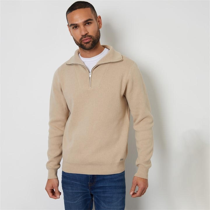 Chelsea  Men's  Rib Panel Quarter Zip Jumper, Football by Threadbare in Size L, Sports Direct