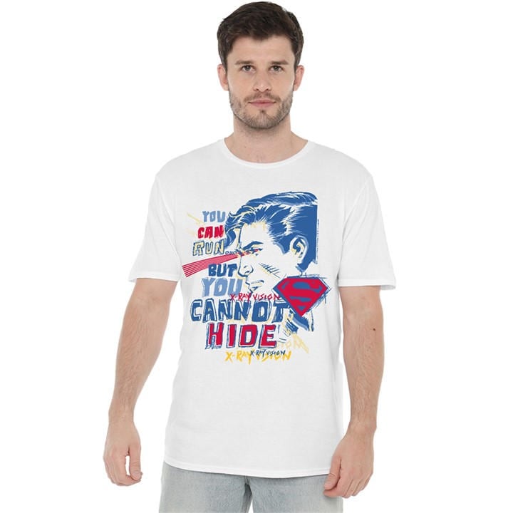 Dc Comics Men's White Superman Cannot Hide Xray Vision T-Shirt in Size 2XL, Sports Direct