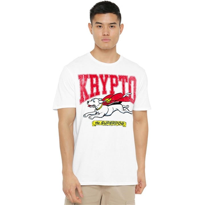Dc Comics Men's White Krypto The Superdog T-Shirt in Size 5XL, Sports Direct