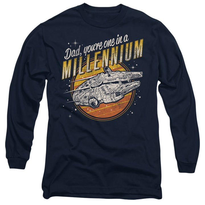 Star Wars Men' Blue Dad One In A Millennium Vintage Long Sle in Size S, Sports Direct