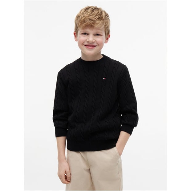 Black BDS - Tommy Hilfiger - Kids' Cable Knit Jumper
