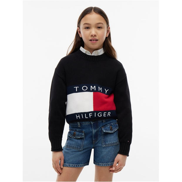 Black BDS - Tommy Hilfiger - Kids' Crew Neck Jumper