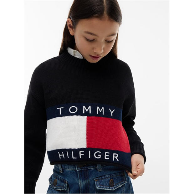 Black BDS - Tommy Hilfiger - Kids' Crew Neck Jumper