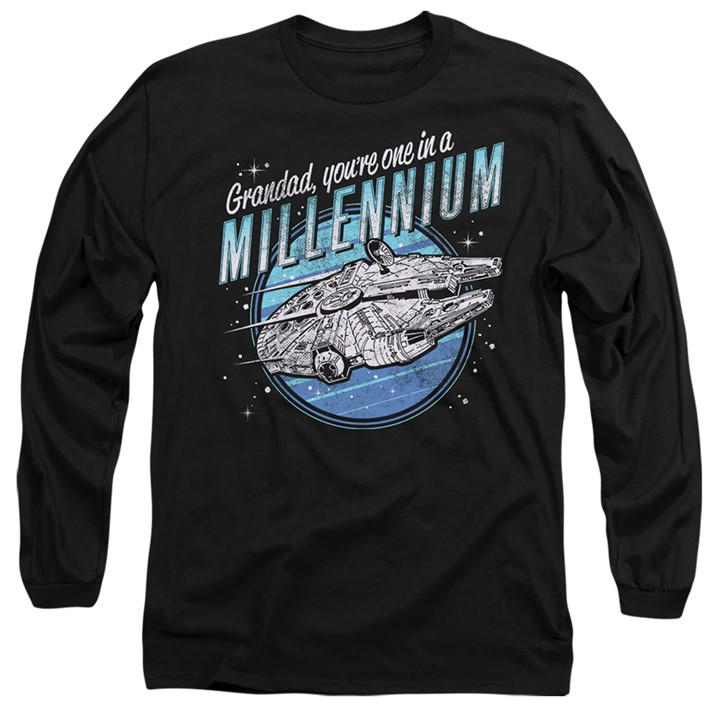 Star Wars Men's Black Grandad One In A Millennium Vintage Long in Size XL, Sports Direct