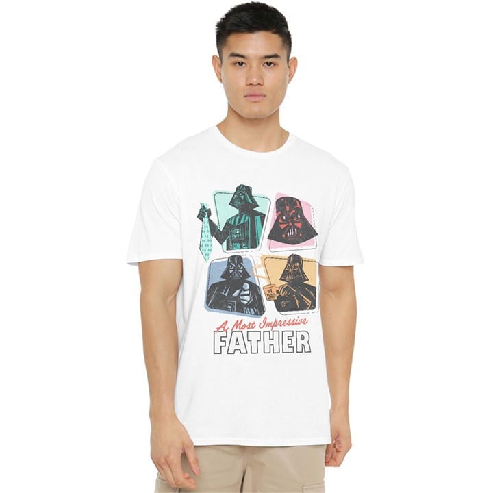 Star Wars Men's White Retro Most Impressive Father T-Shirt Wh in Size 3XL, Sports Direct