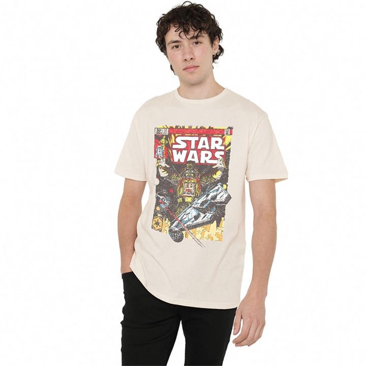 Star Wars Men's Beige Flea Market Retro Comic Cover T-Shirt N in Size 3XL, Sports Direct