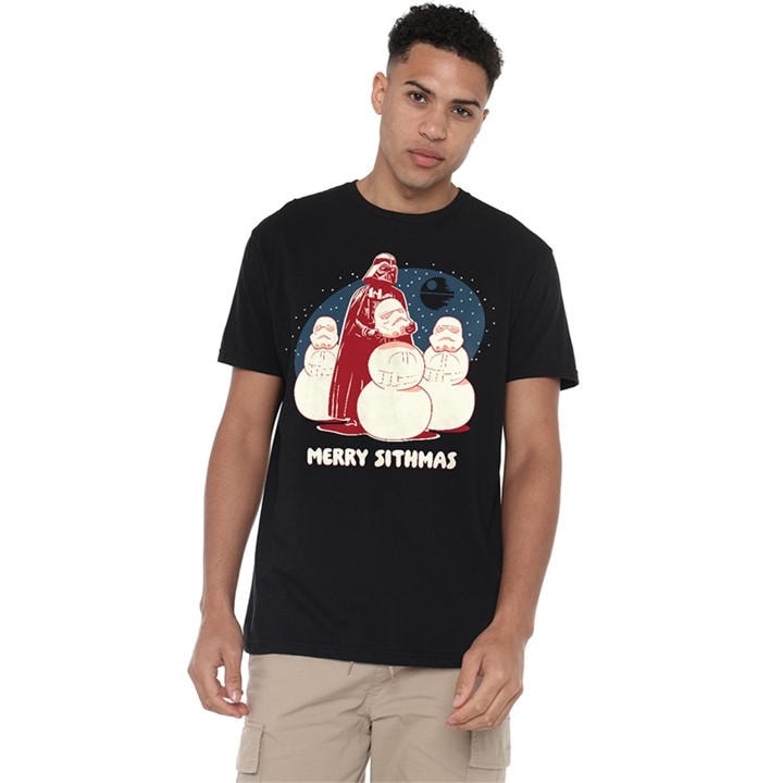 Star Wars Men's Black Darth Vader Merry Sithmas Christmas T-Sh in Size 4XL, Sports Direct