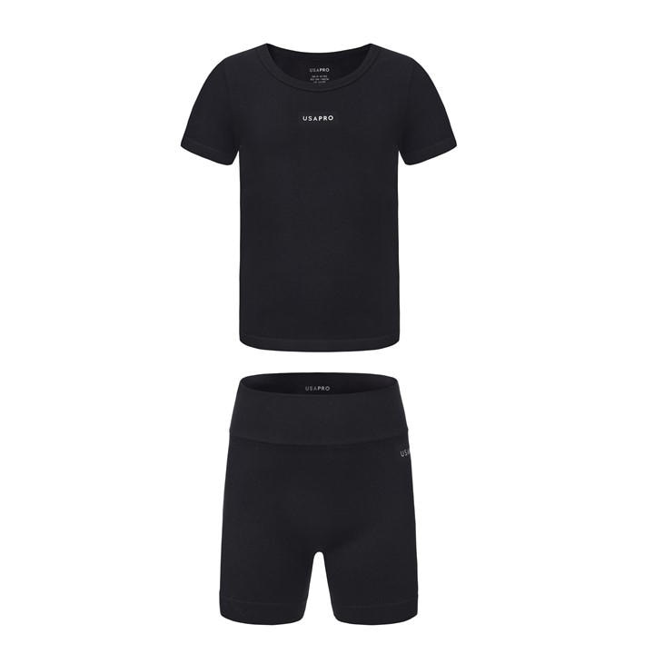 Usa Pro Girls Black Seamless Set  in Size 9 - 10 Years, Sports Direct
