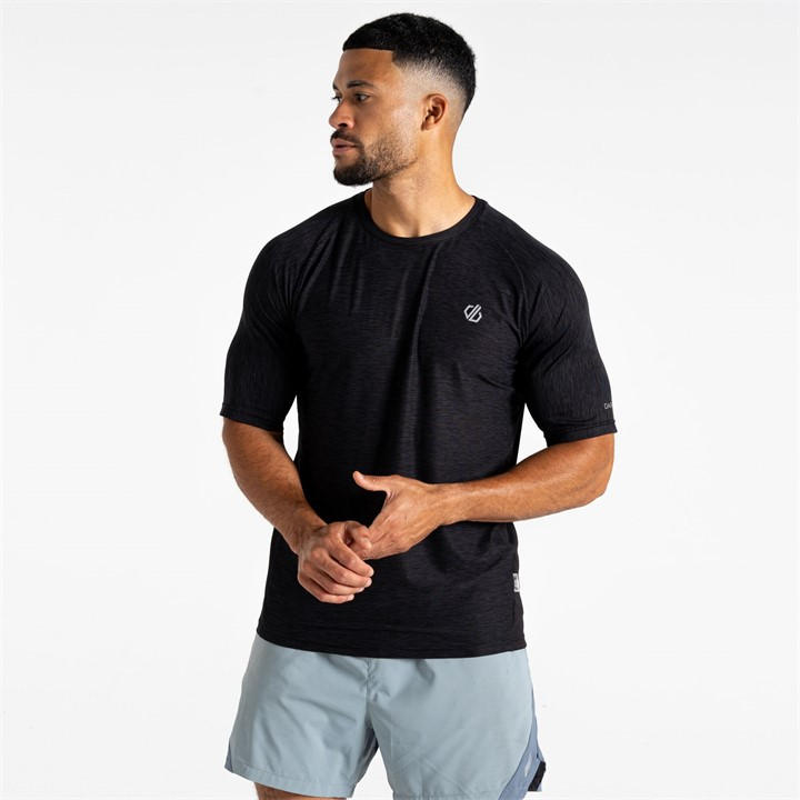 Dare 2B Men's Black Power Up Short-Sleeve Performance Gym Top in Size XL, Sports Direct