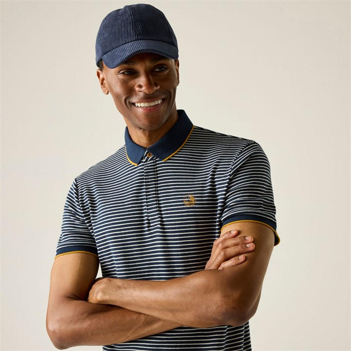 Regatta Men' Nvy/Stnwhtst Tiver Breathable Polo Shirts in Size S, Sports Direct