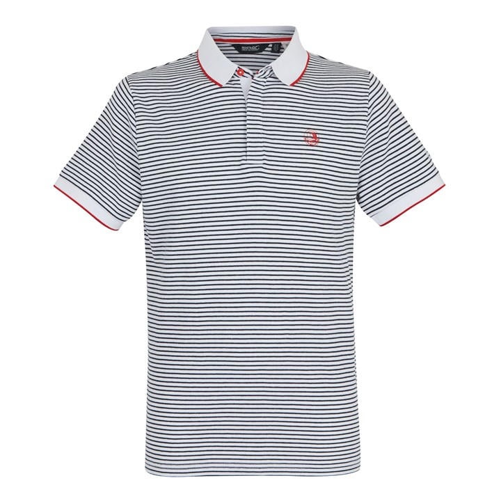 Regatta Men's Wht/Nvystrpe Tiver Breathable Polo Shirts in Size XL, Sports Direct