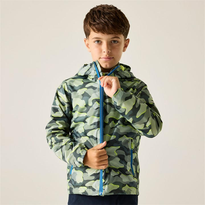 Regatta  Kids Dkstrcamgr Kids Printed Lever Ii Waterproof Isolite Jacket in Size 10, Sports Direct