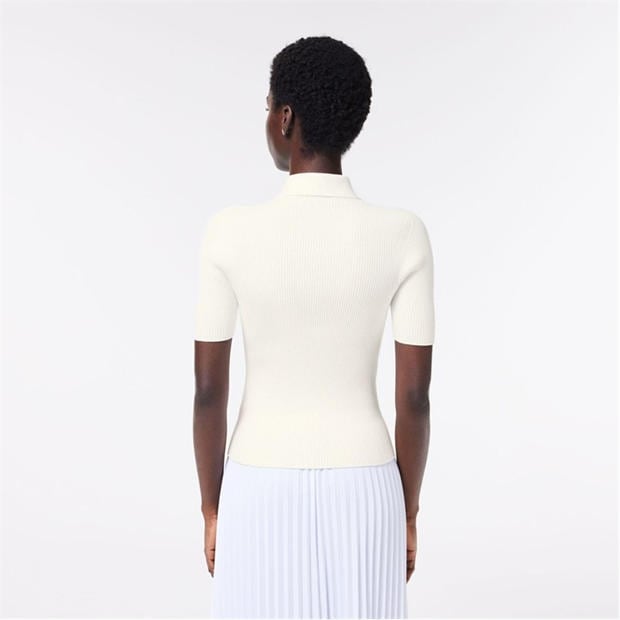 Бяло - Lacoste - Zip Neck Rib Knit Polo Shirt